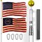G128 Combo Pack: 25 Ft Telescoping Aluminum Flagpole (Silver) & American and Betsy Ross 1776 Tea Stained Flags 3x5 Ft, Both ToughWeave Series Embroidered Polyester | Pole with Flags Included
